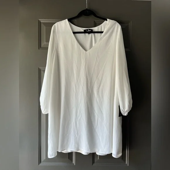 Lulu’s White Split Sleeve Swing Dress Size XL NWT - Picture 5 of 8